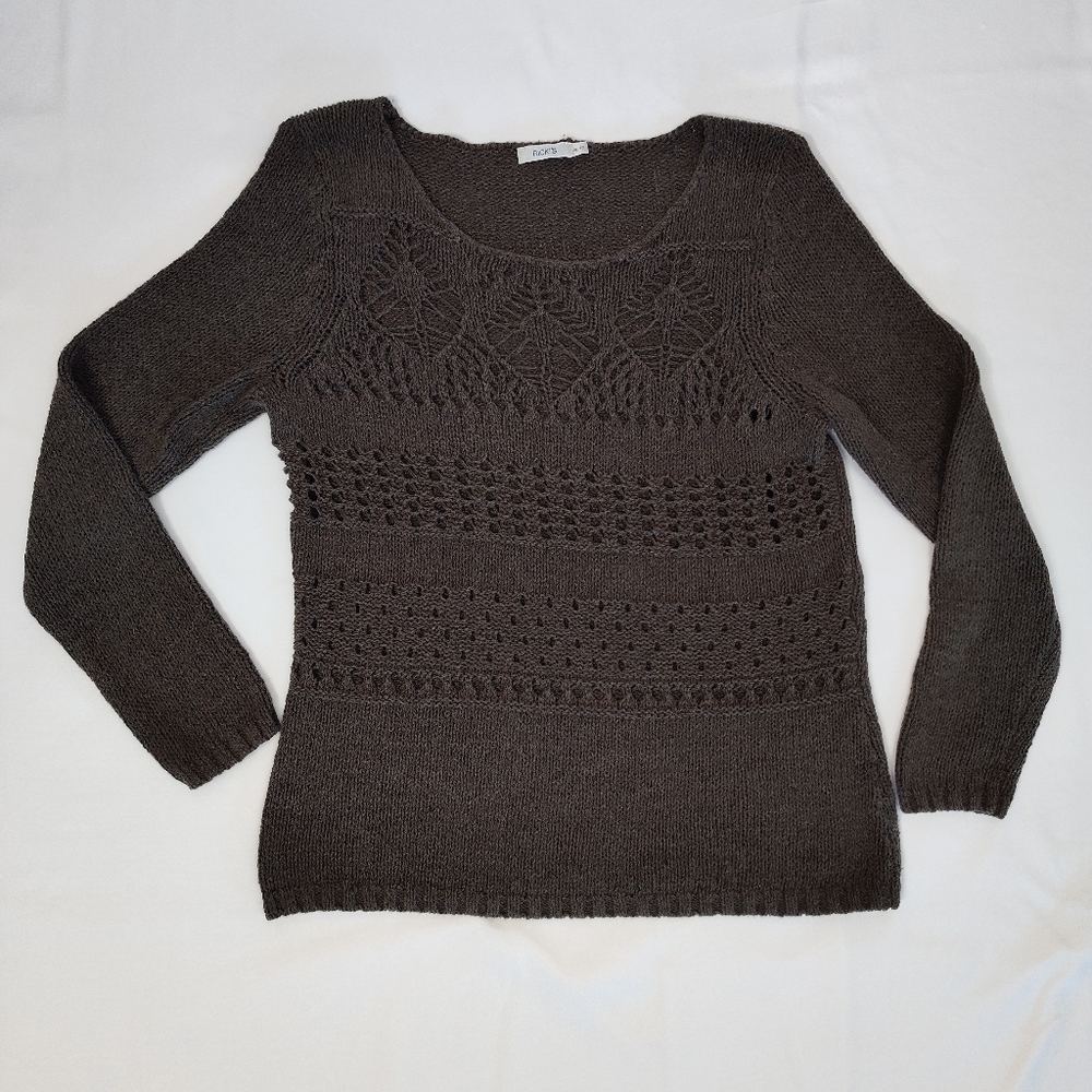 Ricki's XL scoop neck 71% cotton crocheted look long sleeve pullover sweater